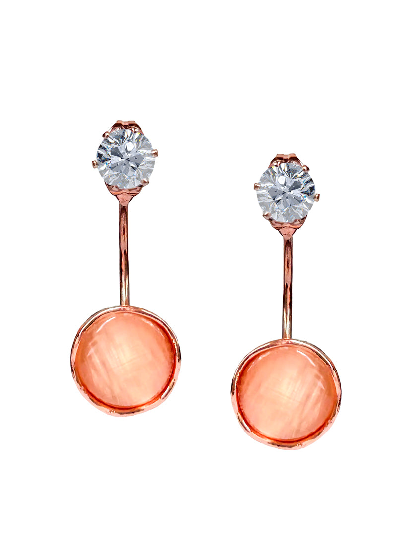 Elegant Rose Gold Circle Crystal Drop Earrings for Women – Stylish Lightweight Jewelry for Daily & Party Wear