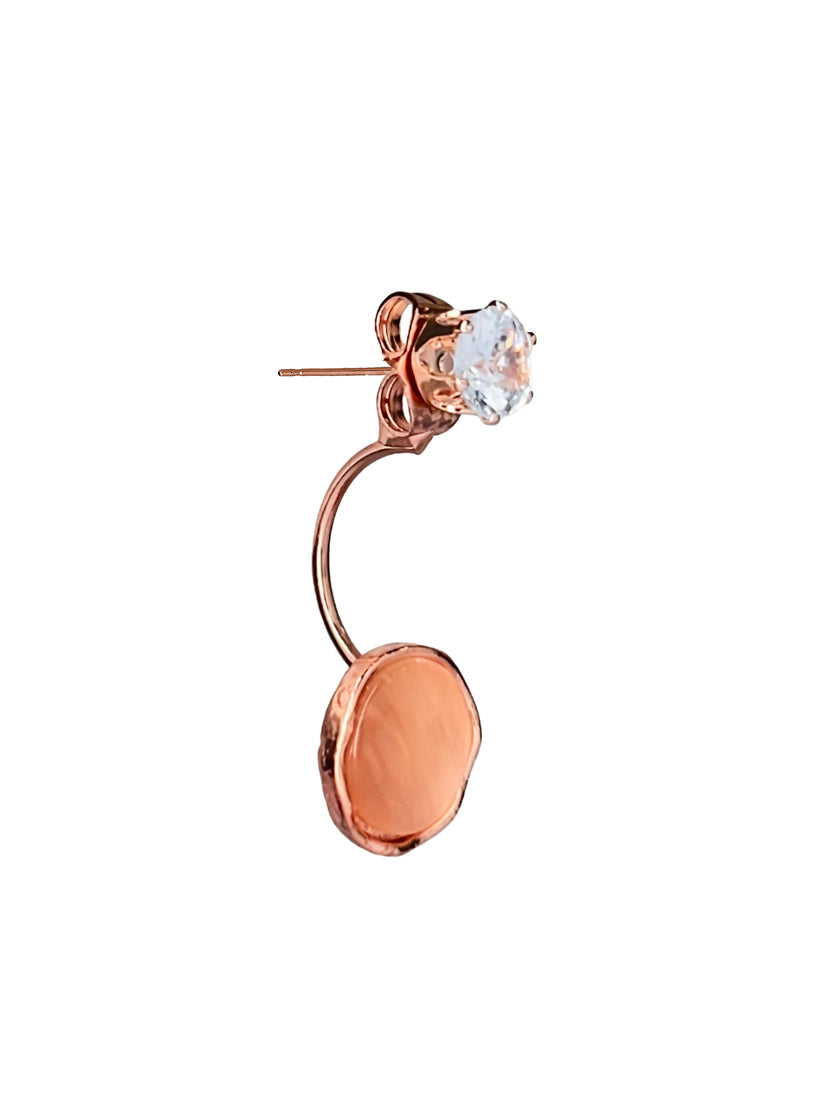 Elegant Rose Gold Circle Crystal Drop Earrings for Women – Stylish Lightweight Jewelry for Daily & Party Wear