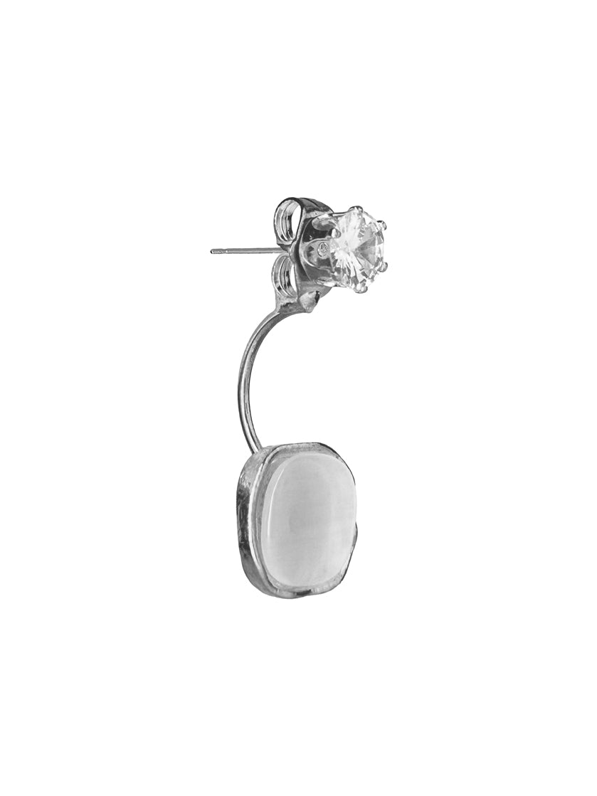 Elegant Silver White Circle Crystal Drop Earrings for Women – Lightweight Daily & Festive Jewelry
