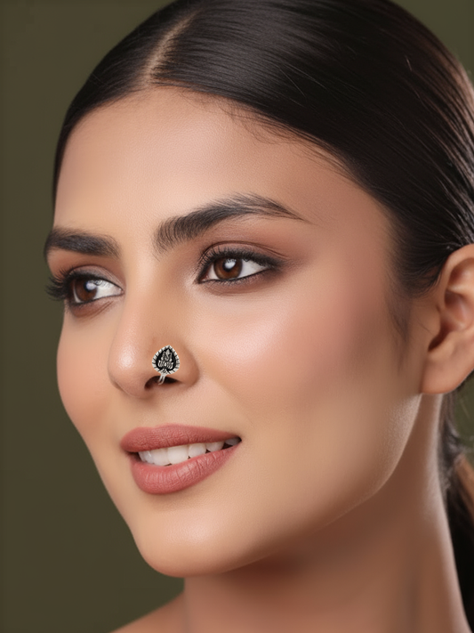 Oxidised Lord Ganesha Non-Piercing Nose Pin – Antique Press Nose Pin Jewelry