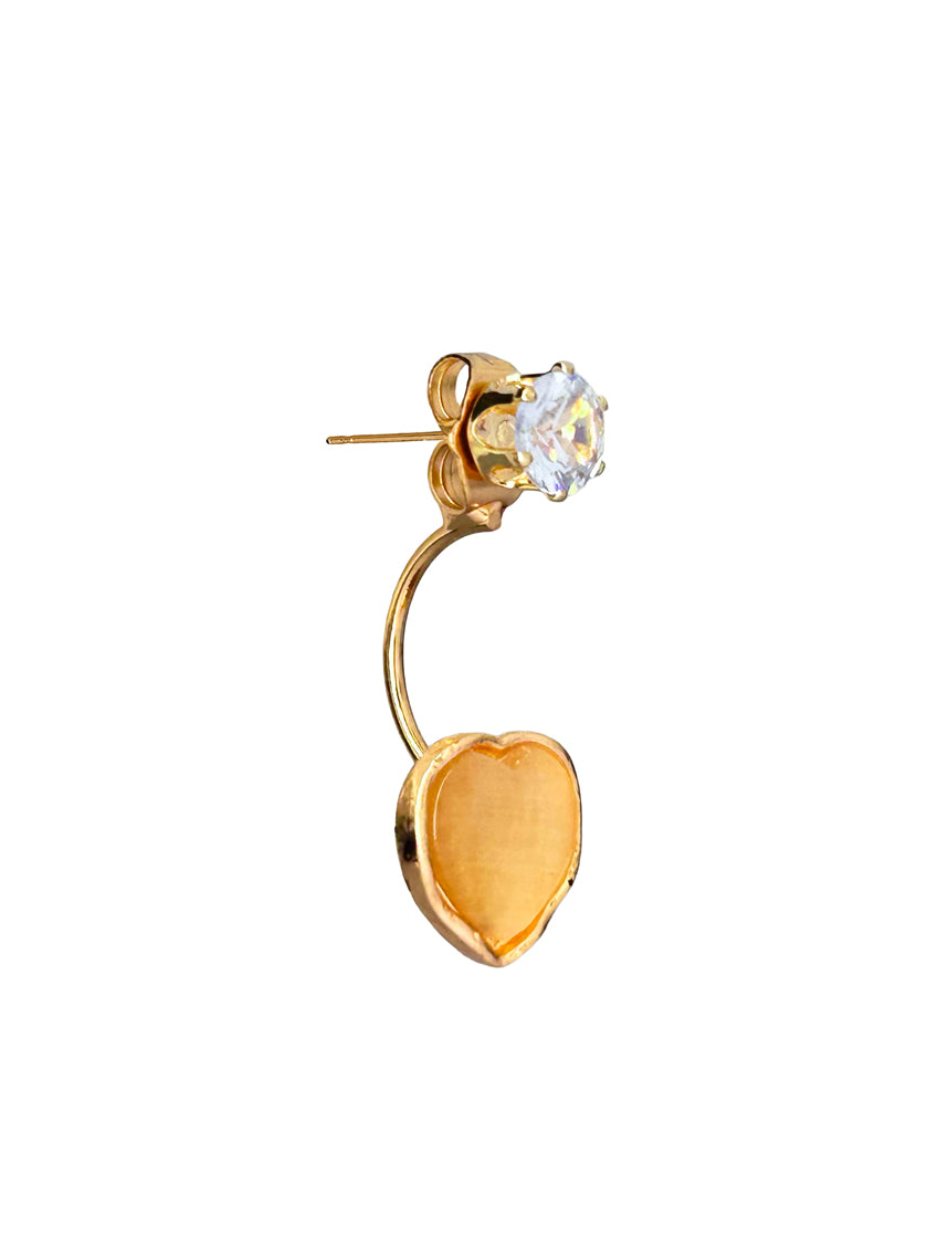Romantic Gold Yellow Heart Crystal Drop Earrings for Women – Elegant Lightweight Fashion Jewelry
