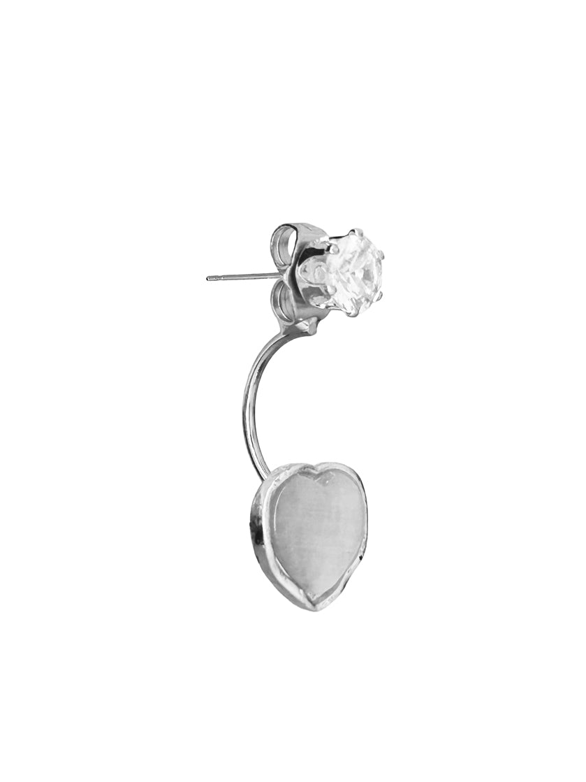Romantic Silver White Heart Crystal Drop Earrings for Women – Elegant Lightweight Jewelry Gift