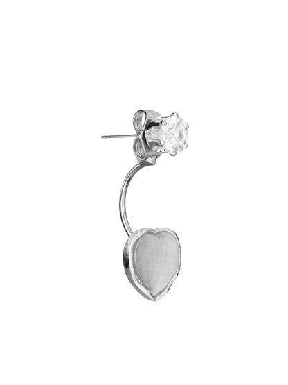 Romantic Silver White Heart Crystal Drop Earrings for Women – Elegant Lightweight Jewelry Gift