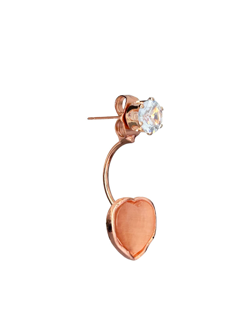 Romantic Rose Gold Heart Crystal Drop Earrings for Women – Elegant Lightweight Jewelry Gift