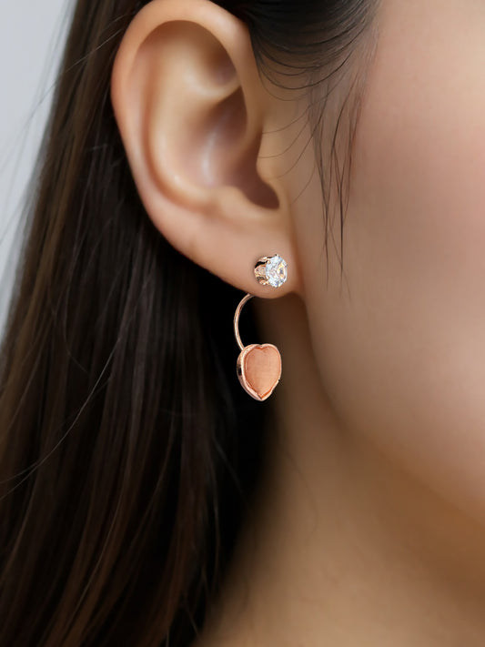 Romantic Rose Gold Heart Crystal Drop Earrings for Women – Elegant Lightweight Jewelry Gift