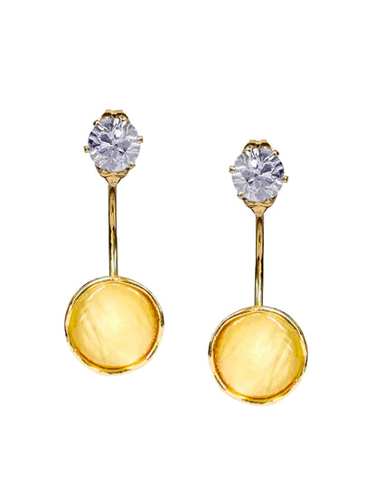 Elegant Gold Yellow Circle Crystal Drop Earrings for Women – Stylish Lightweight Daily & Party Wear Jewelry