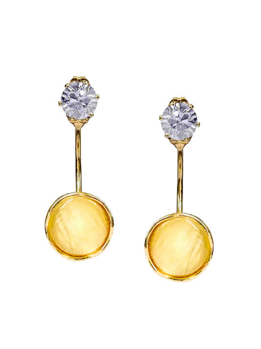 Elegant Gold Yellow Circle Crystal Drop Earrings for Women – Stylish Lightweight Daily & Party Wear Jewelry