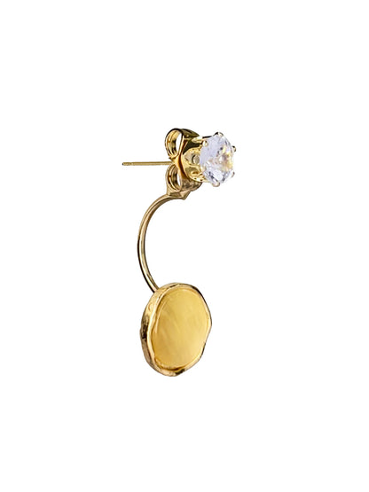 Elegant Gold Yellow Circle Crystal Drop Earrings for Women – Stylish Lightweight Daily & Party Wear Jewelry
