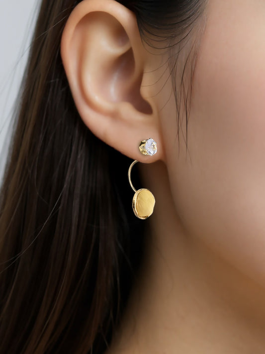 Elegant Gold Yellow Circle Crystal Drop Earrings for Women – Stylish Lightweight Daily & Party Wear Jewelry