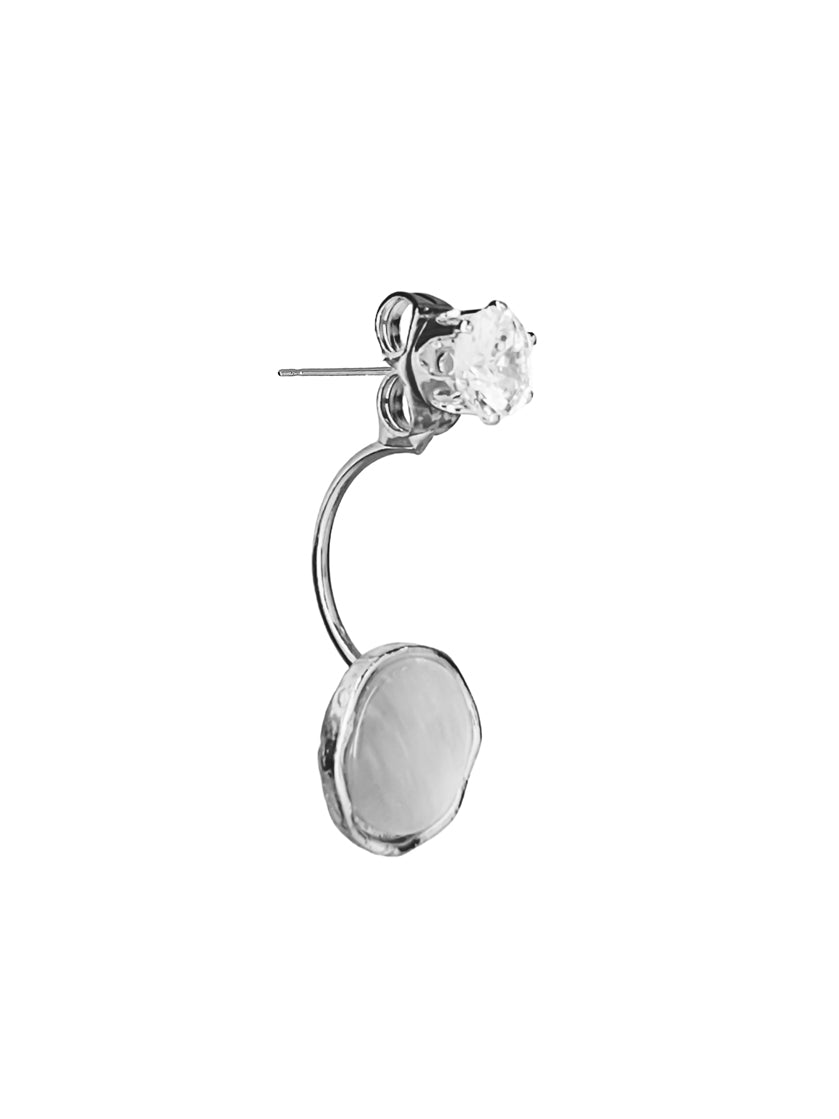 Elegant Silver White Circle Crystal Drop Earrings for Women – Lightweight Daily & Festive Jewelry