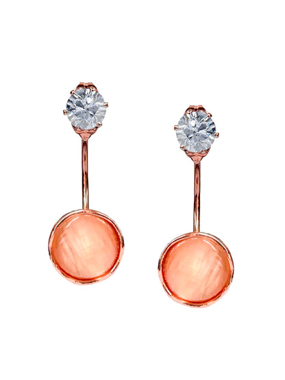 Elegant Rose Gold Circle Crystal Drop Earrings for Women – Stylish Lightweight Jewelry for Daily & Party Wear