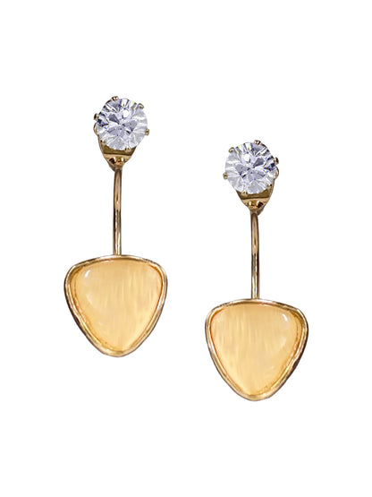 Stylish Gold Yellow Triangle Crystal Drop Earrings for Women – Lightweight Daily & Party Wear Jewelry