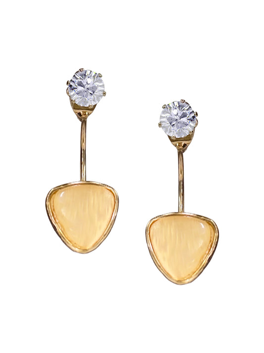 Stylish Gold Yellow Triangle Crystal Drop Earrings for Women – Lightweight Daily & Party Wear Jewelry