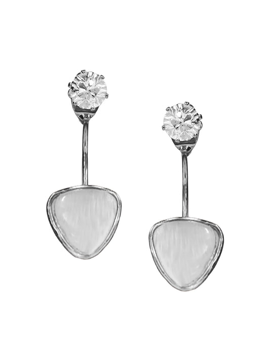 Trendy Silver White Triangle Crystal Drop Earrings for Women – Fashion Lightweight Party Jewelry