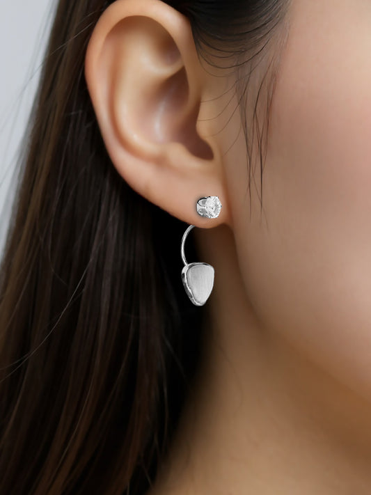 Trendy Silver White Triangle Crystal Drop Earrings for Women – Fashion Lightweight Party Jewelry