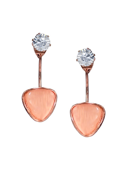 Stylish Rose Gold Triangle Crystal Drop Earrings for Women – Trendy Lightweight Jewelry