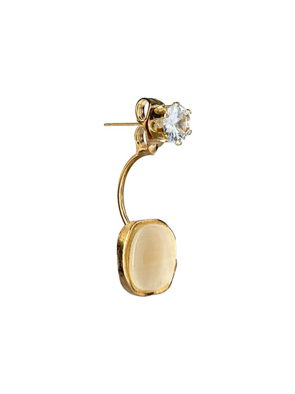 Trendy Gold Yellow Rounded Square Crystal Drop Earrings for Women – Chic Lightweight Fashion Jewelry