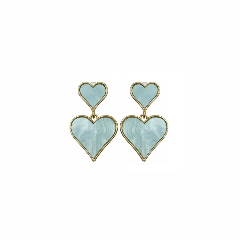 Nuelx Minimalist Aqua Blue Heart Drop Earrings – Gold Finish Western Artificial Jewellery
